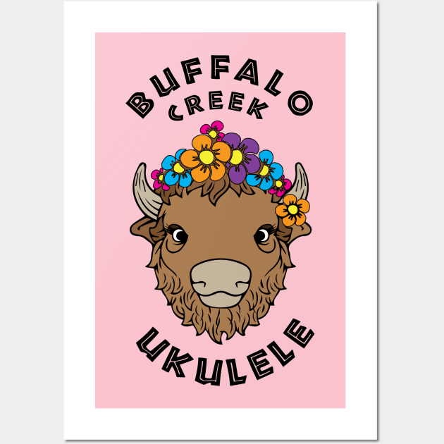 Buffalo Creek Ukulele T-Shirt_Black Text Wall Art by Sara Howard